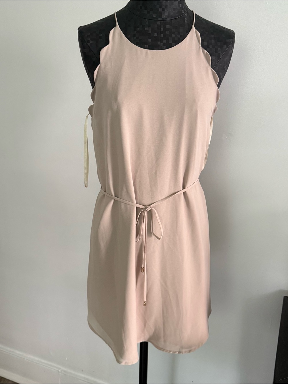 Naked Zebra Belted Scalloped Dress